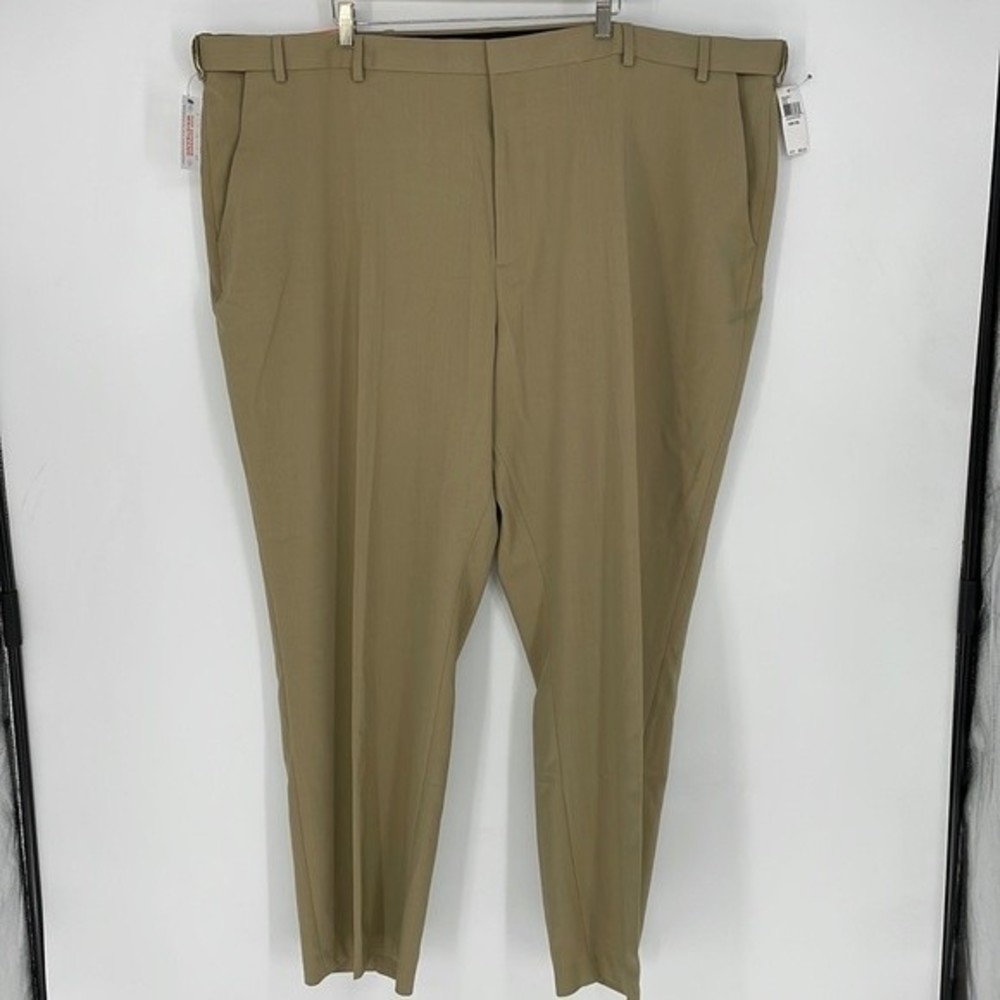 NWT VAN HEUSEN stretch premium no iron trouser pants tan size 52 X 32 men's - Picture 2 of 8